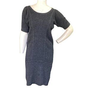 Banana Republic Wool Cashmere Rib Knit Sweater Dress S Charcoal Gray #128K